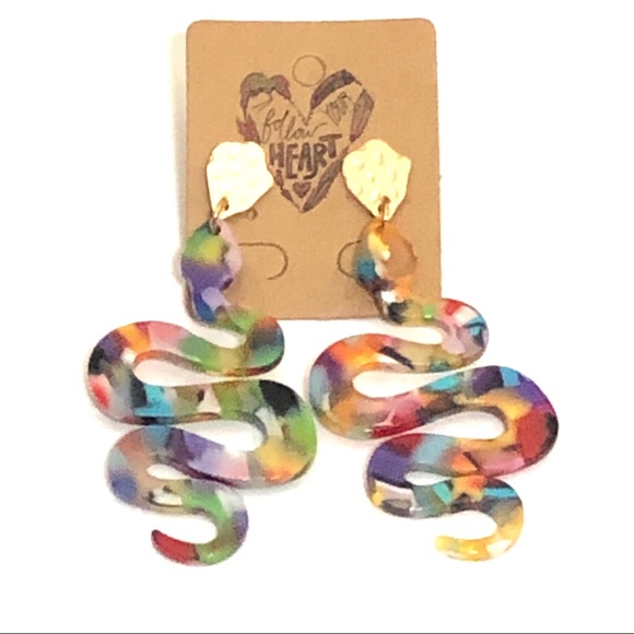 Jewelry - Serpent Snake Earrings Rainbow Colorful Statement
